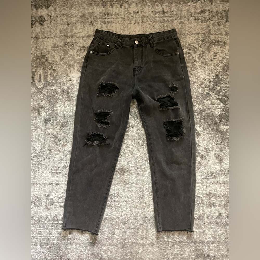 High waisted distressed straight jeans - Picture 1 of 1